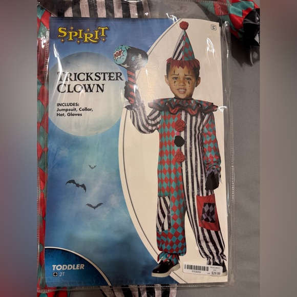 Spirit Trickster Clown Costume for Kids - Red, Blue, Black - Picture 1 of 2